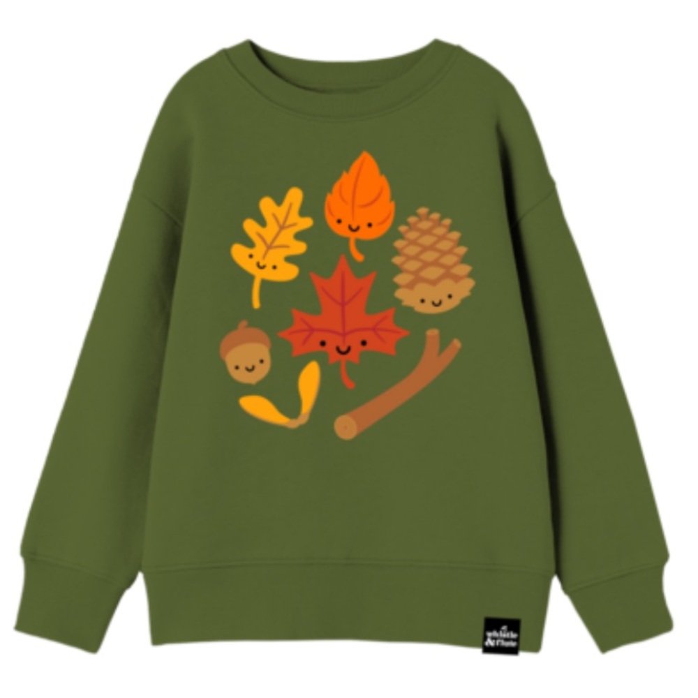 Whistle & Flute Green Fall Leaves Sweatshirt 🍂